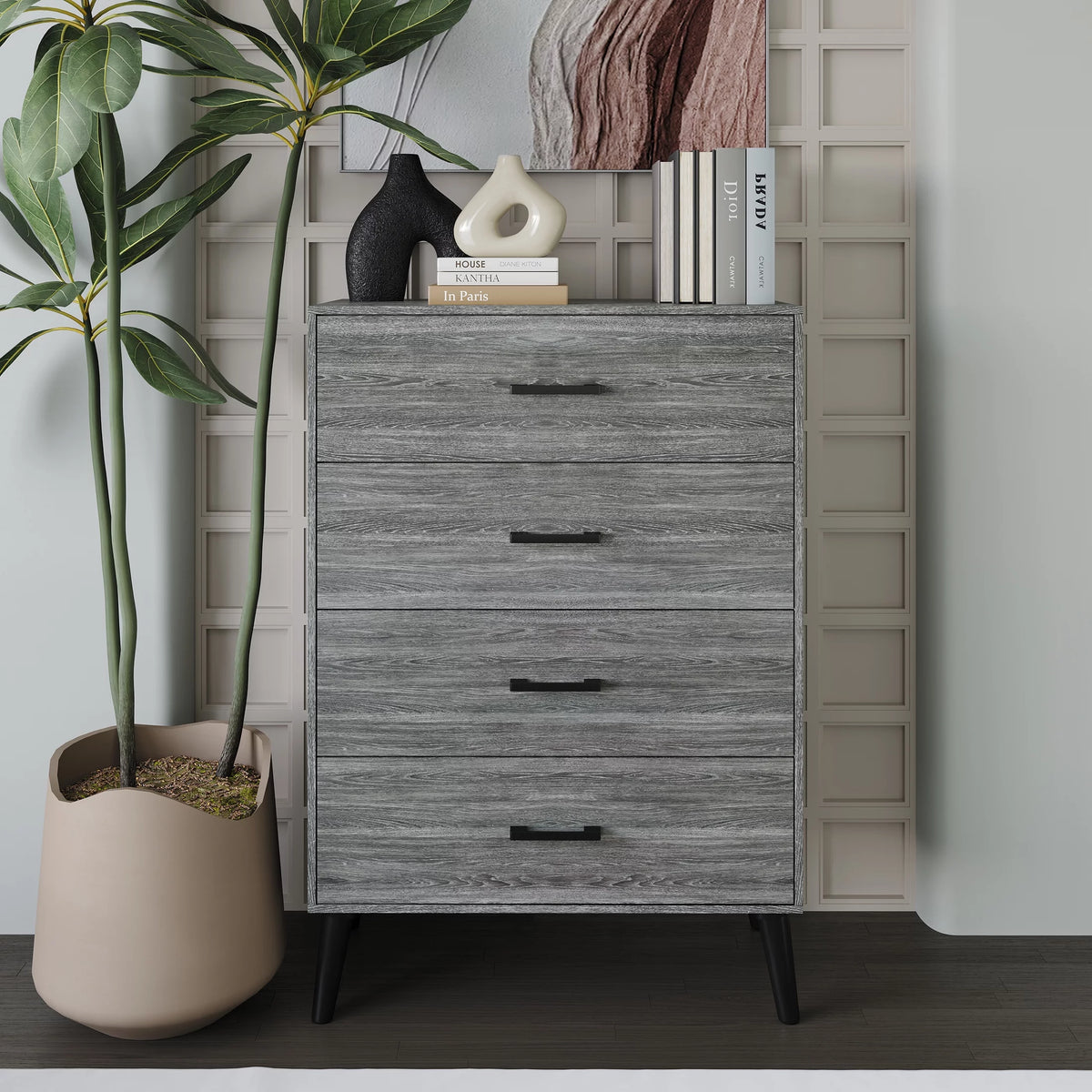 Rustic 4 Drawer Wooden Dresser A5498