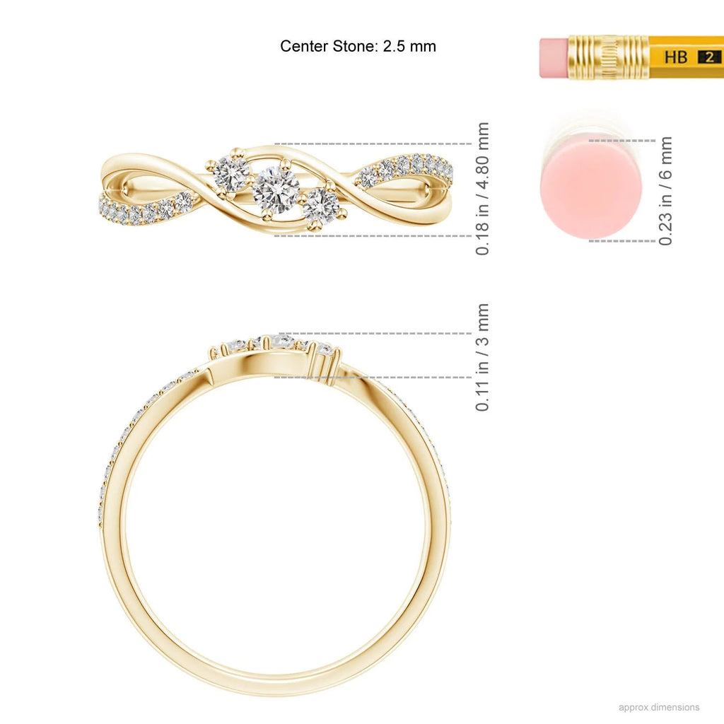 14K Yellow Gold White Diamond Infinity Ring V6235