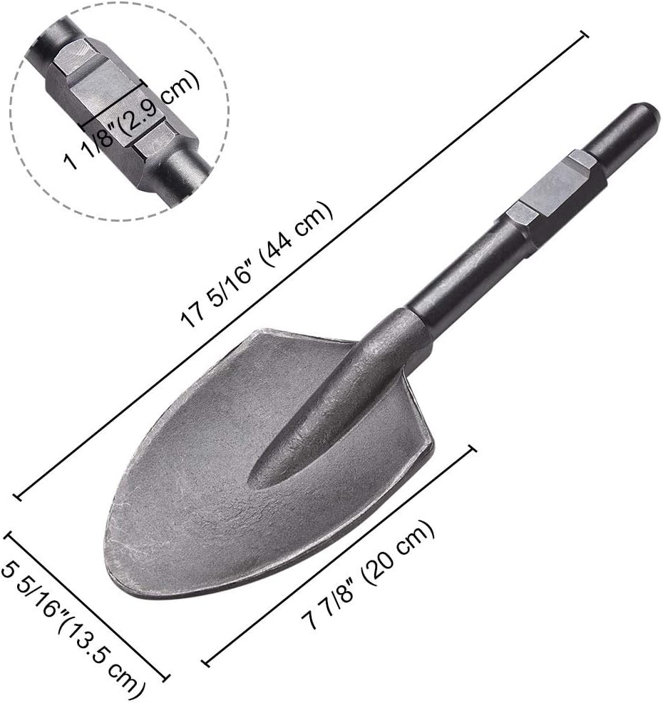 Clay Spade Chisel Shovel Scoop Bit for 1-1/8" Hex Shank Electric Demolition Jack Hammer, Pack of 2 E23732