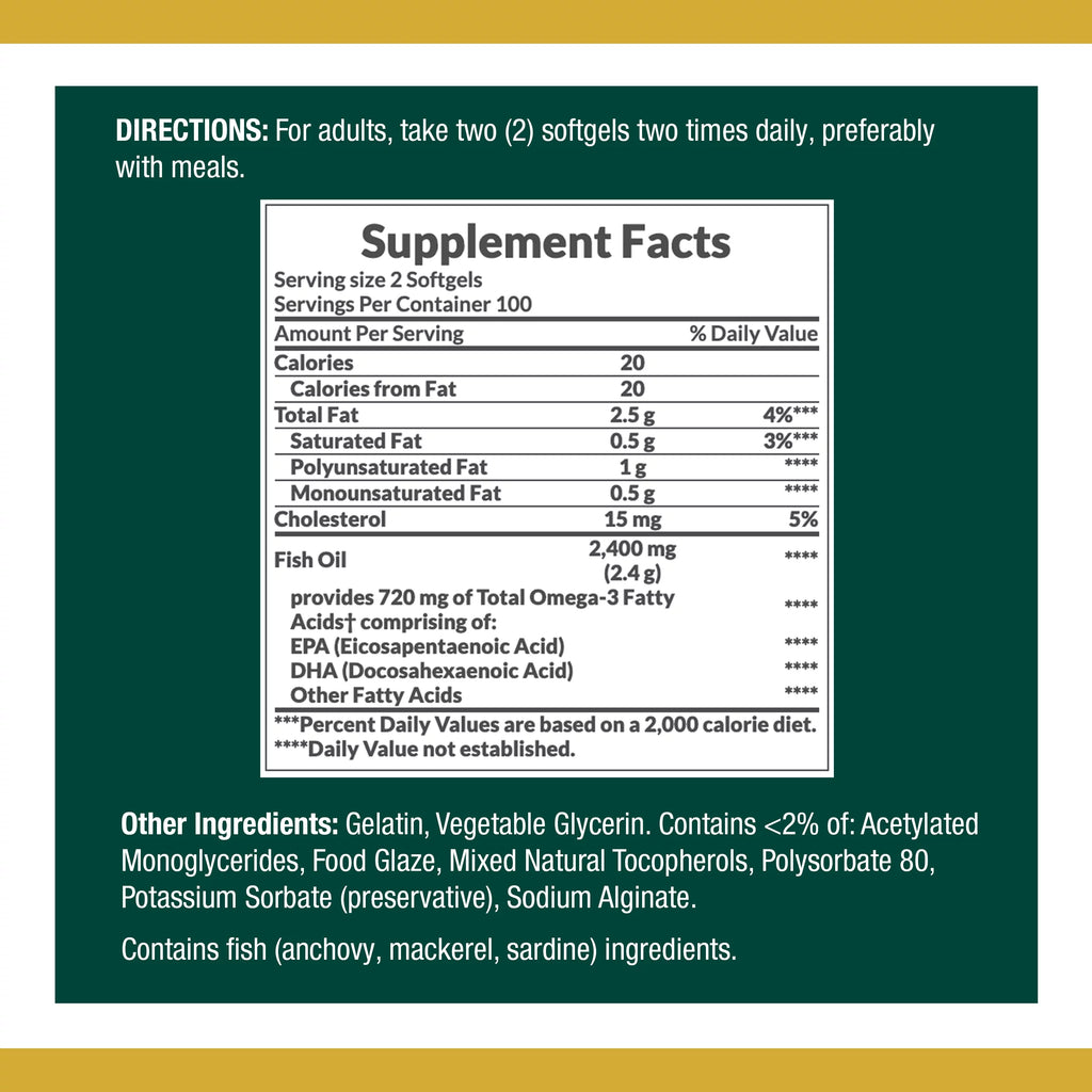 1200 Mg Fish Oil Softgels, 200 Ct, 2 Pack W64684