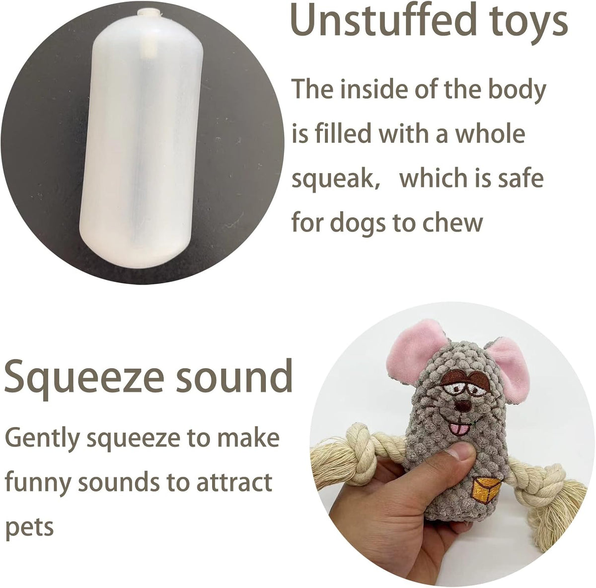 6 Pack Cotton Rope Dog Squeak Plush Toys N325