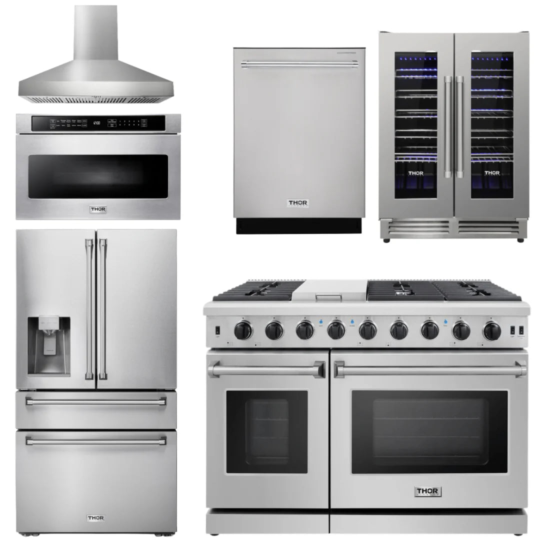 48 Propane Gas Range, Range Hood, Refrigerator, Dishwasher, Wine Cooler, Microwave N49769