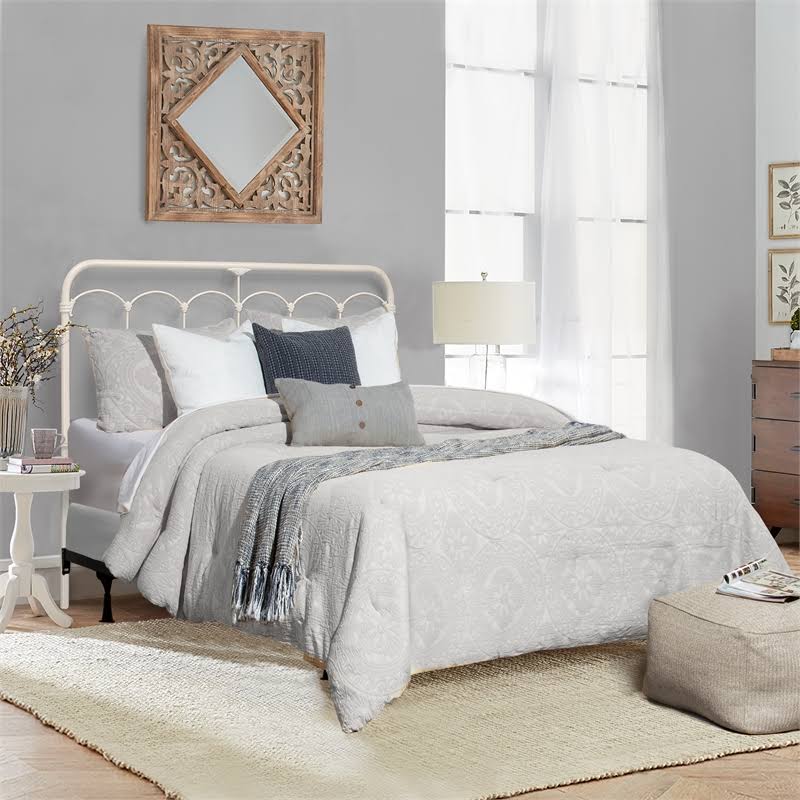 King Soft White Metal Headboard C178998
