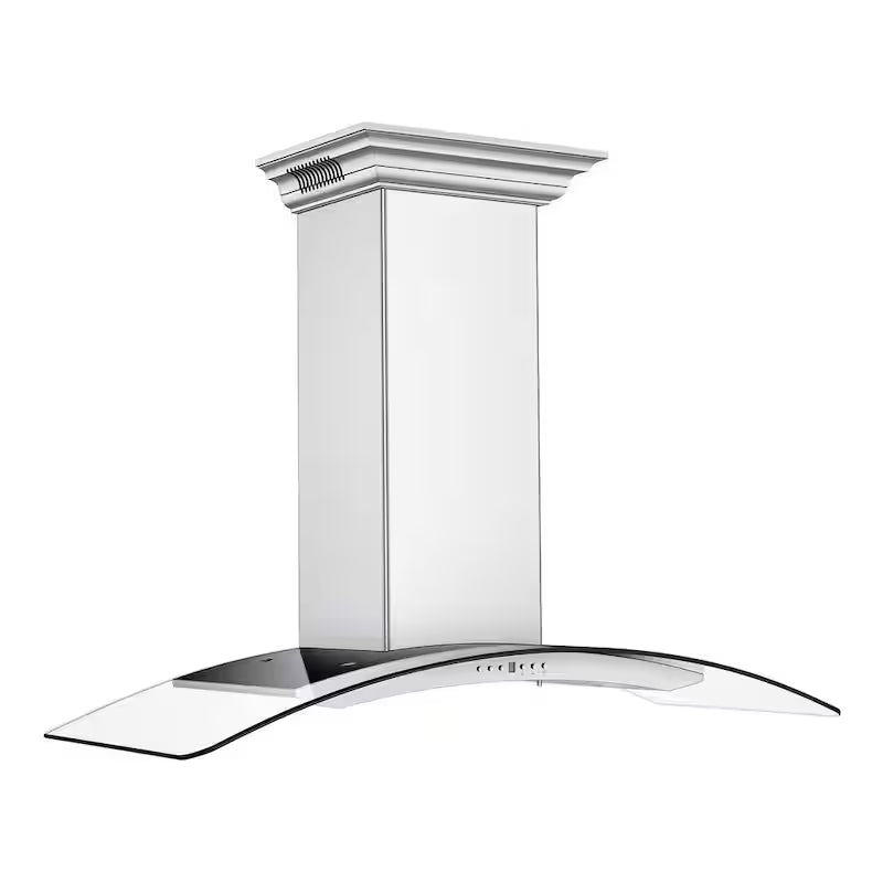 48 in. 400 CFM Ducted Wall Mount Range Hood in Stainless Steel & Glass I446575