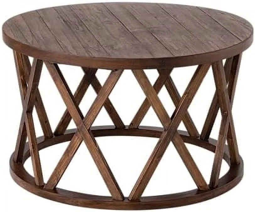 Round Wood Coffee Table with X-Motifs Legs L8097