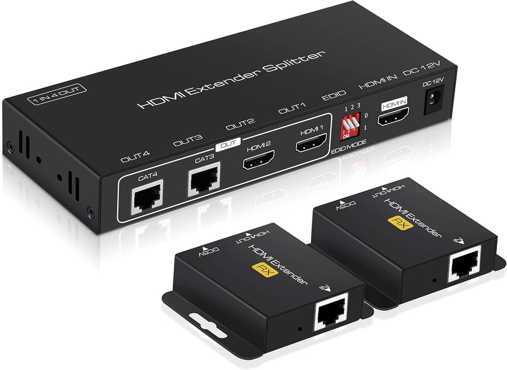 1X2 HDMI Extender Splitter 165ft with 2 HDMI Local Loop-Out, 1080P@60Hz, Pack of 2 G11305