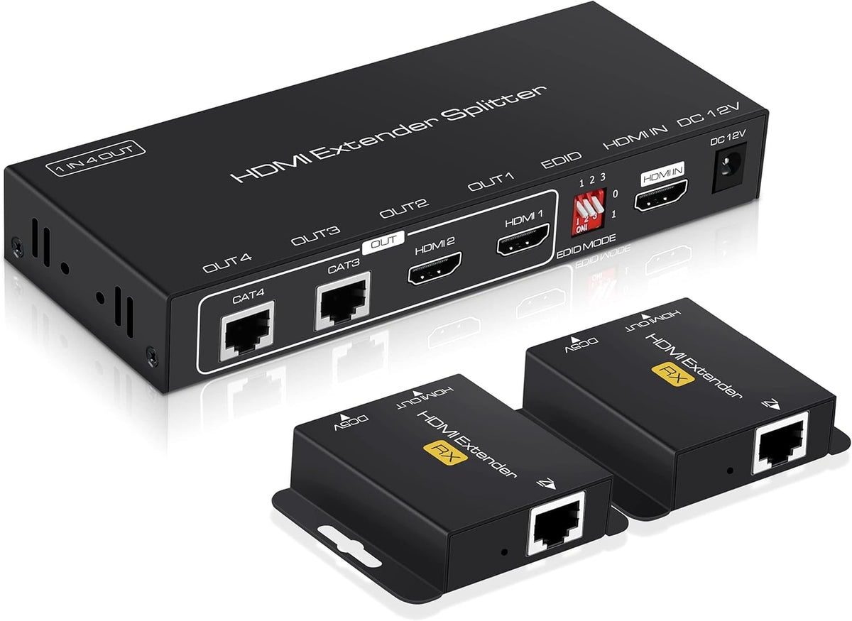 1X2 HDMI Extender Splitter 165ft with 2 HDMI Local Loop-Out, 1080P@60Hz, Pack of 2 G11305