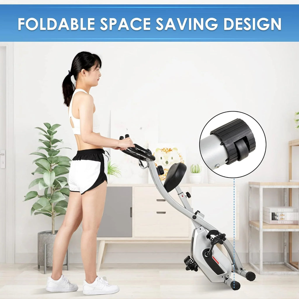 Folding Stationary Exercise Bike with LCD Monitor J6334