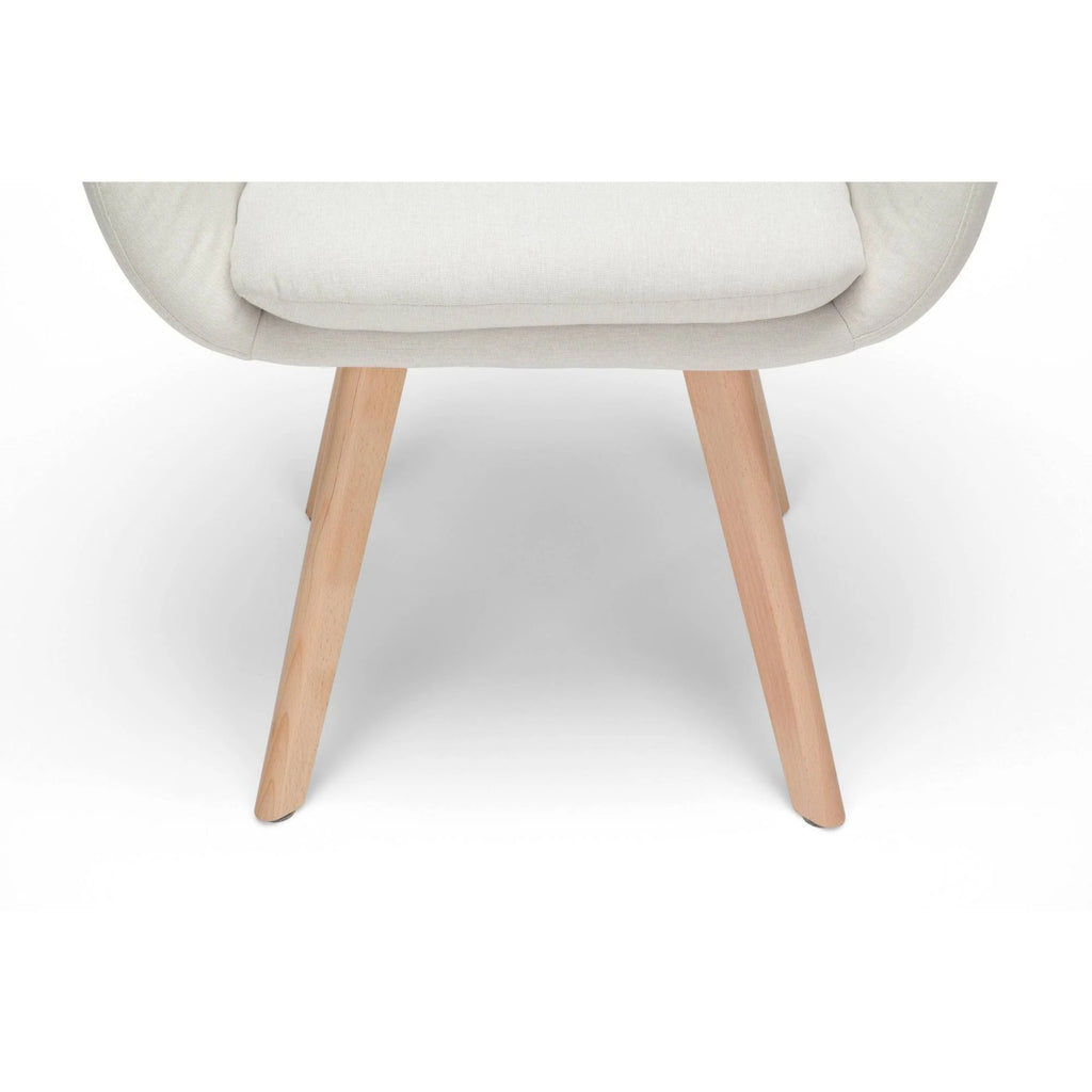 Beige Tufted Fabric Accent Chair with Arms and Solid Beechwood Legs W1578
