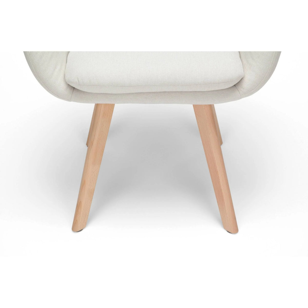 Beige Tufted Fabric Accent Chair with Arms and Solid Beechwood Legs W1578