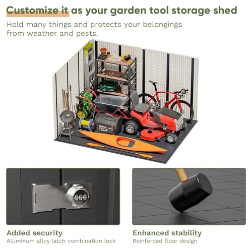 6x4 FT Plastic Outdoor Storage Shed Light Grey K87720