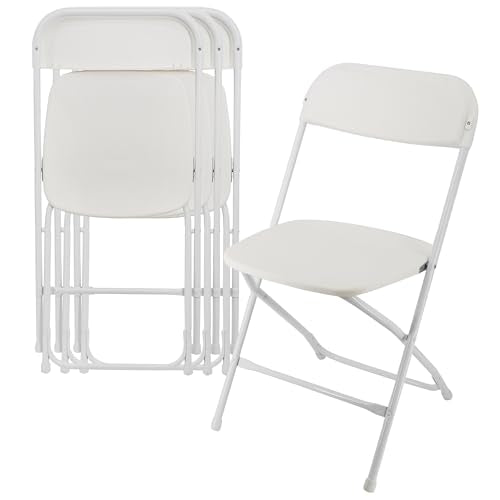 4 Piece White Plastic Folding Chairs W73062
