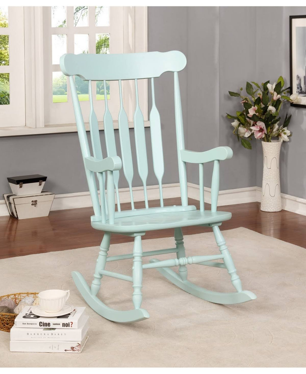 Blue Traditional Rocking Chair X7036