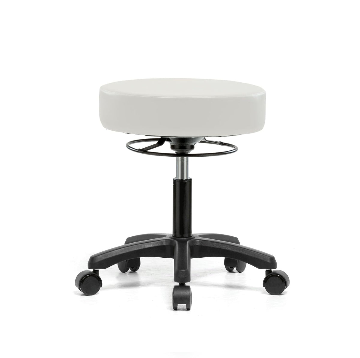 Height Adjustable Rolling Stool 18-23 inches 250-pound Capacity Charcoal Vinyl V8934