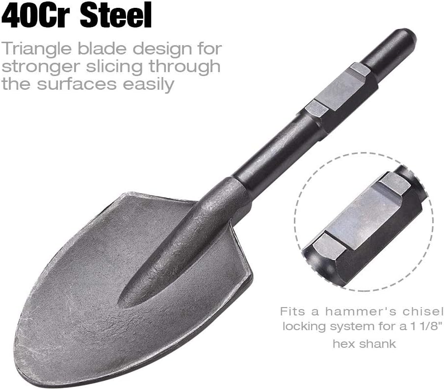 Clay Spade Chisel Shovel Scoop Bit for 1-1/8" Hex Shank Electric Demolition Jack Hammer, Pack of 2 E23732