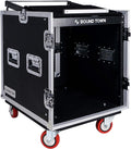 12U PA DJ Rack Case with Slant Mixer Top and Casters P2402