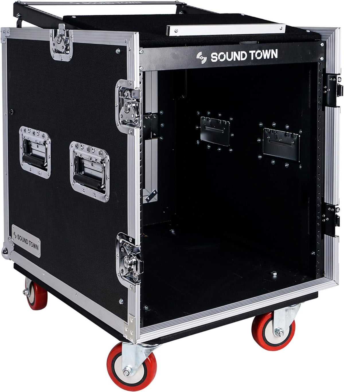 12U PA DJ Rack Case with Slant Mixer Top and Casters P2402
