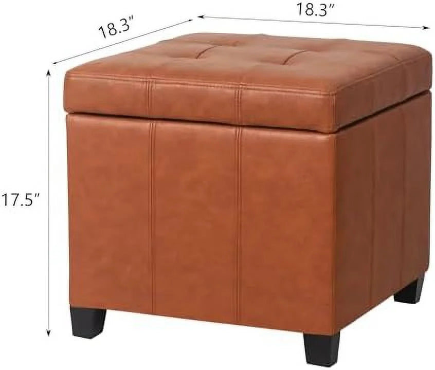 Square PU Leather Tufted Cube Ottoman Z100449