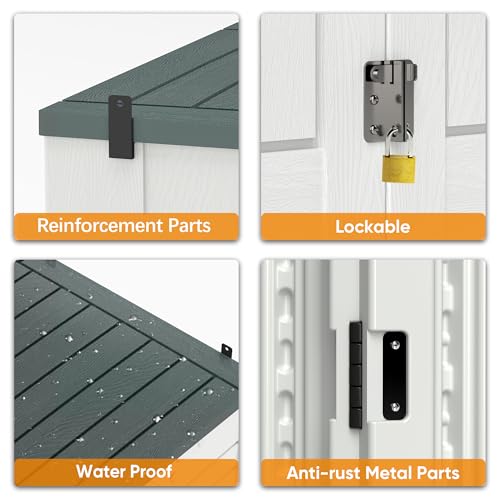 Light Grey HDPE Resin Outdoor Storage Shed A429