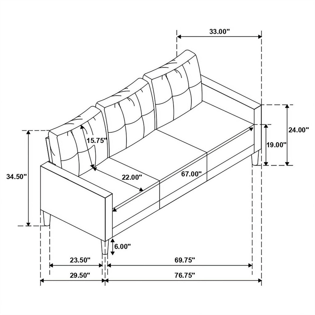 Gray Upholstered Fabric Sofa with Track Arms F34749
