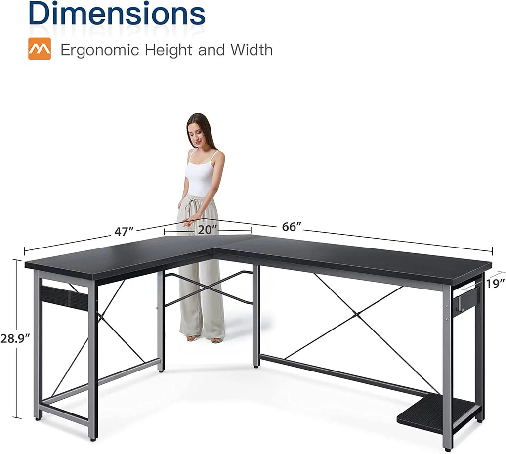 66" L Shaped Black Gaming Desk R55118