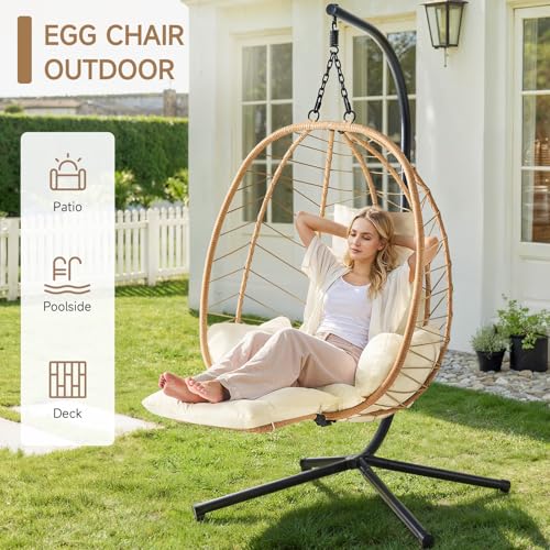 Hanging Egg Chair with Cushion and Stand C409220