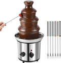 4 Tiers Electric Chocolate Fondue Fountain Set with 6pcs Stainless Steel Forks A737924