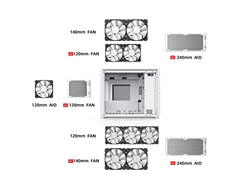 White Mini Micro ATX Tower Computer Case, Aluminum/Steel/Tempered Glass R948798