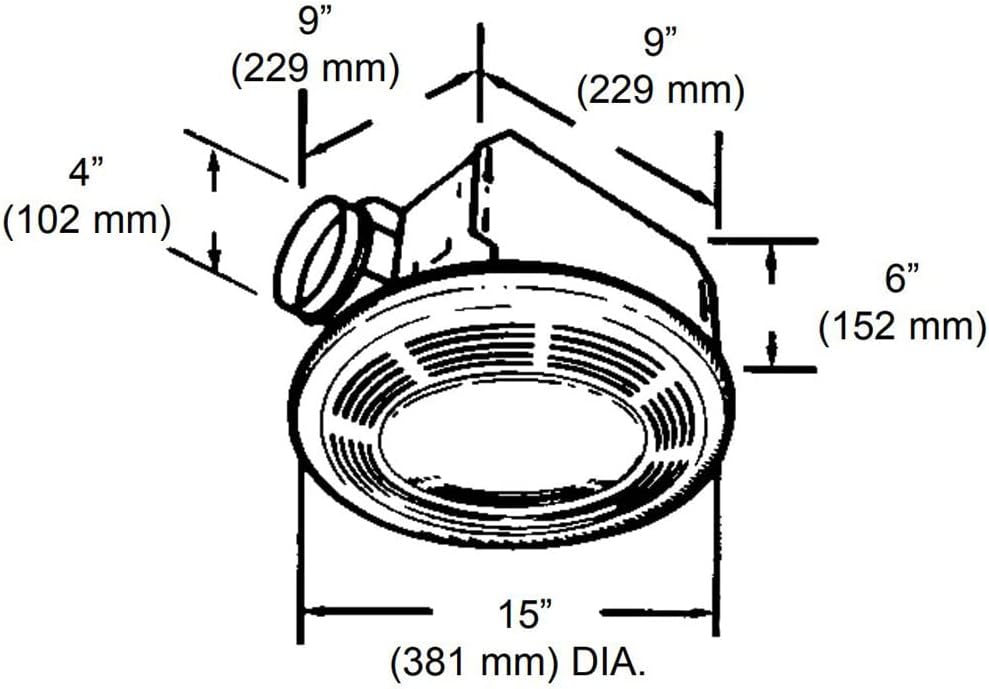 Exhaust Fan and Light with Glass Lens, 100 CFM H533965