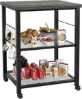 3 Tier Kitchen Cart with Wheels and 5 Hooks C661