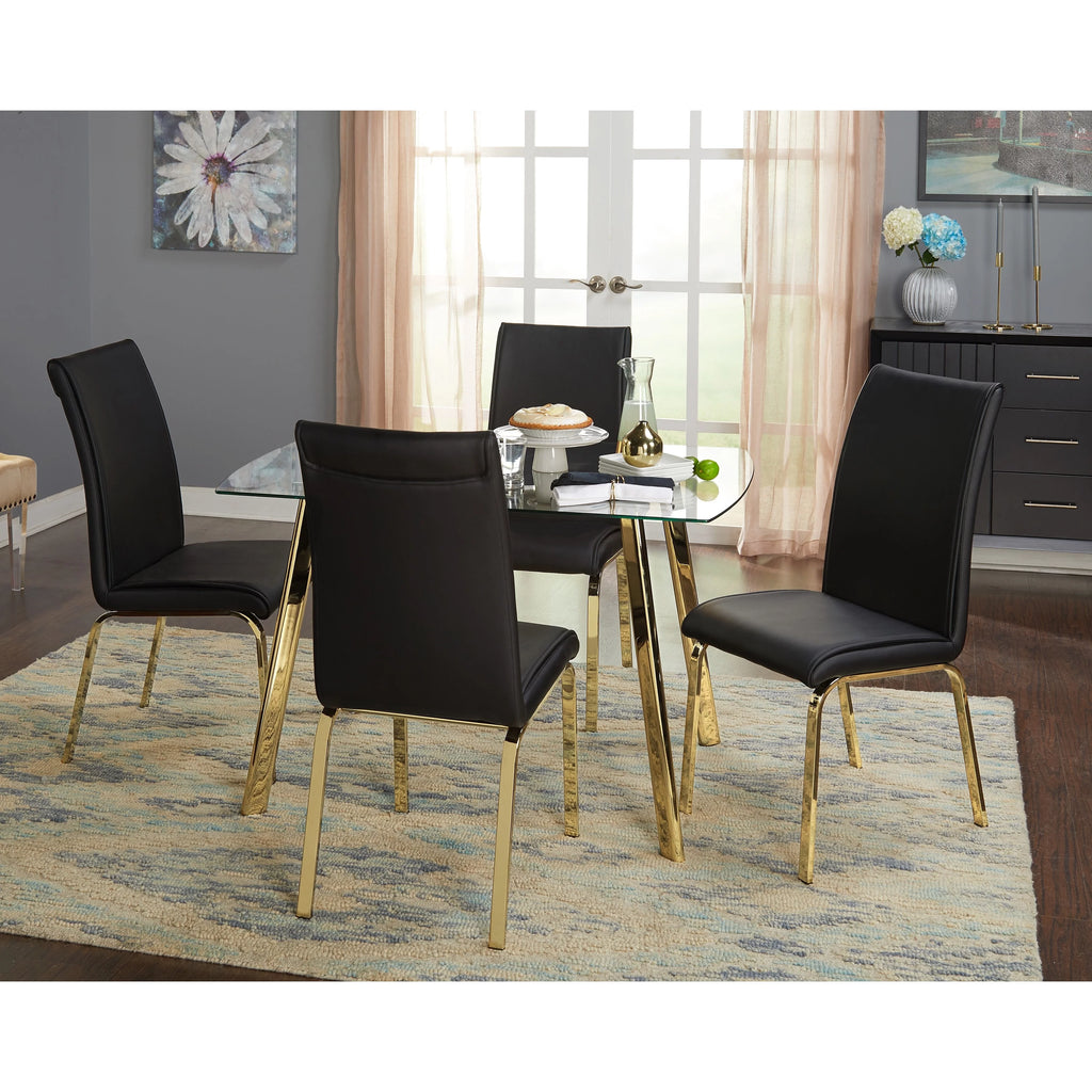 Gold Faux Leather Parsons Chairs Set of 2 Black W781