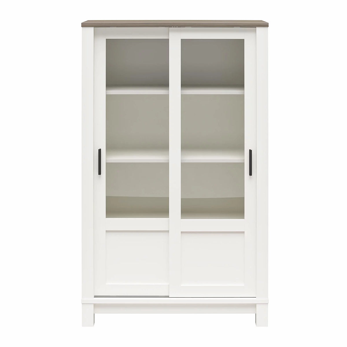 White Bookcase Cabinet with Sliding Glass Doors L2507