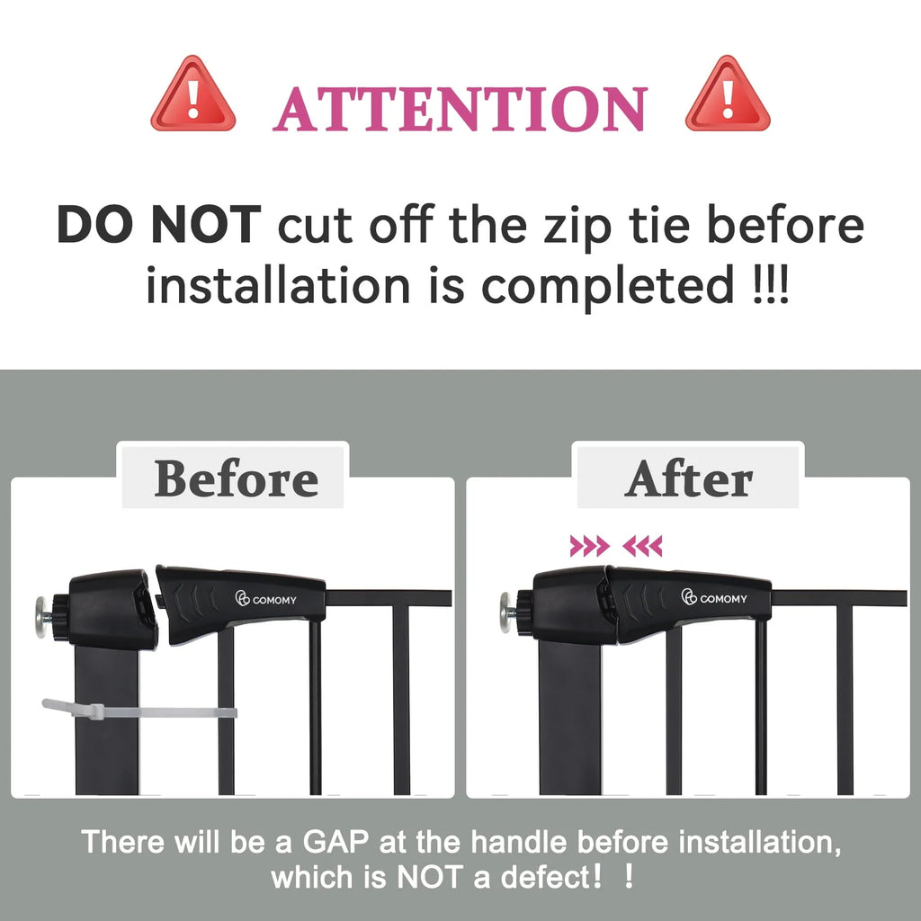 Baby Safety Gate, 29.5''- 40.5'' Wide Pressure Mount, Black M988738