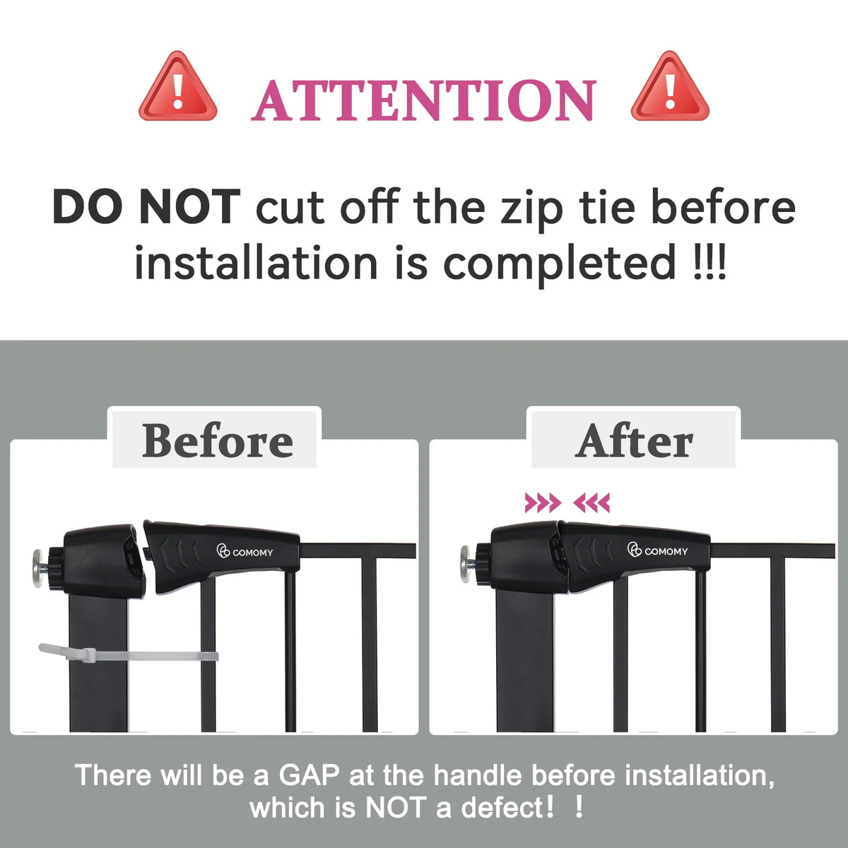 Baby Safety Gate, 29.5''- 40.5'' Wide Pressure Mount, Black M988738