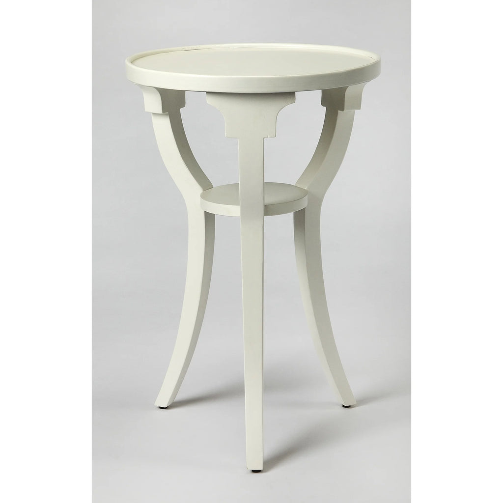 White Wood Round Accent Table B55070