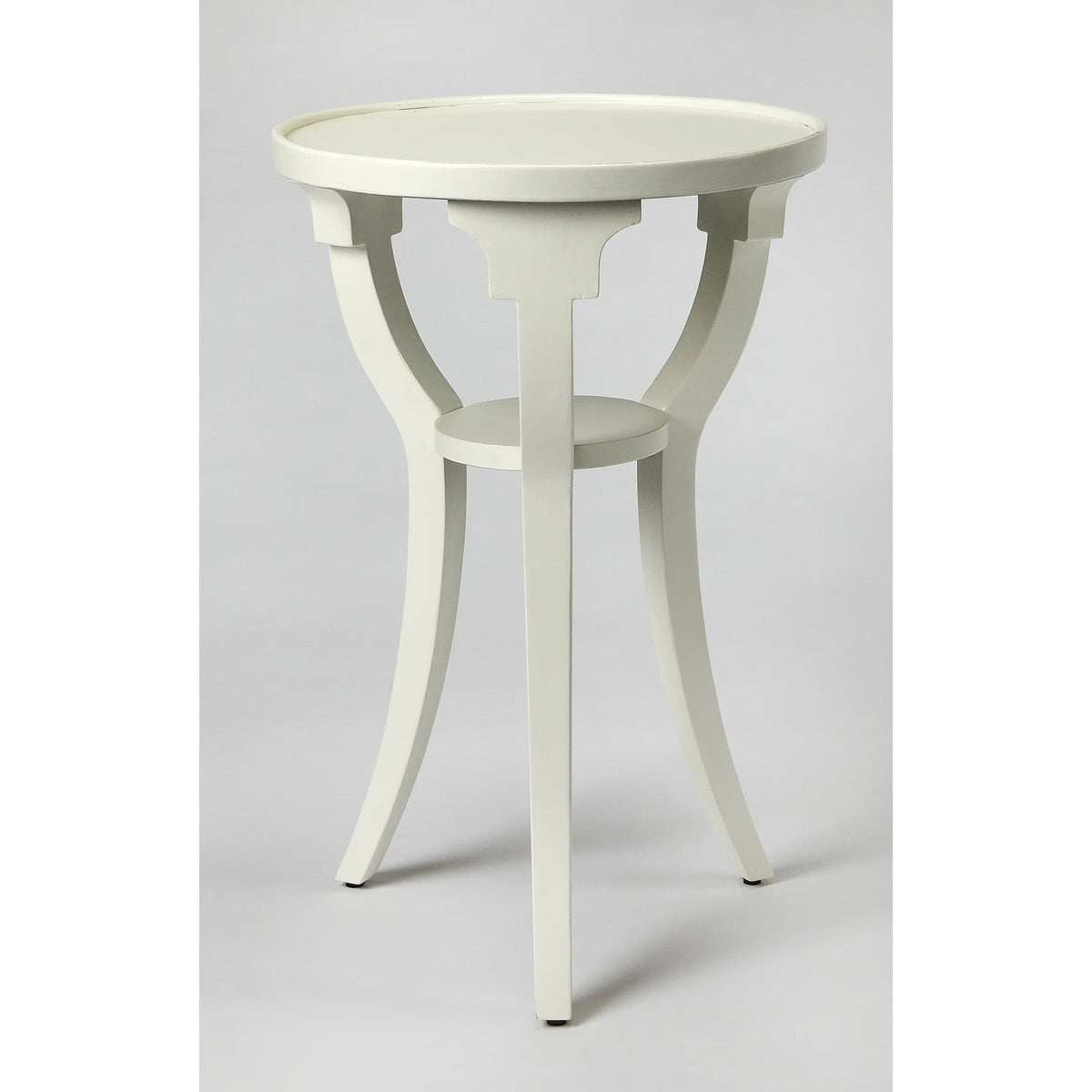 White Wood Round Accent Table B55070