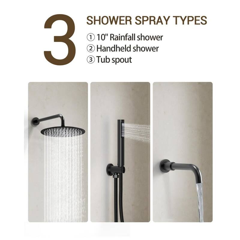 10 in. Wall Mount Shower Head and Tub Faucet 2.5 GPM Matte Black X899