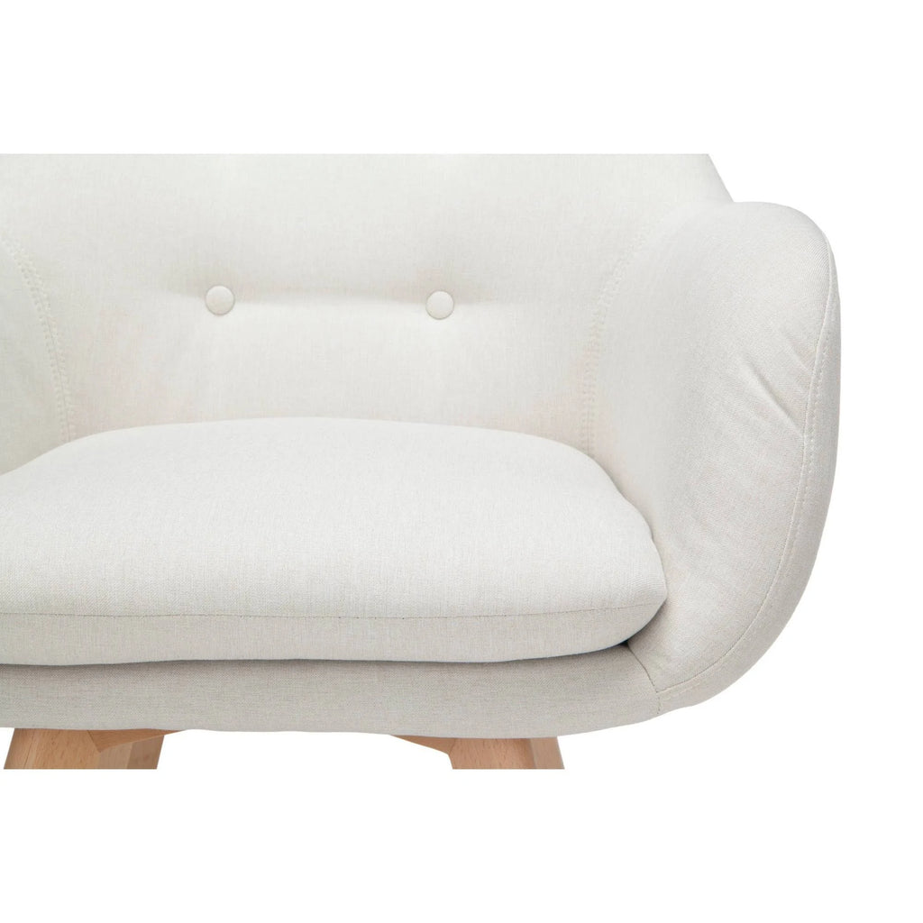 Beige Tufted Fabric Accent Chair with Arms and Solid Beechwood Legs W1578