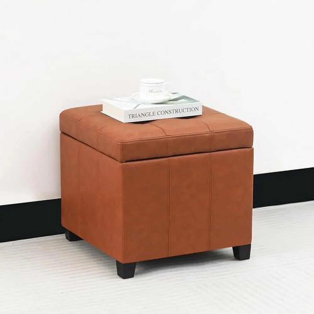 Square PU Leather Tufted Cube Ottoman Z100449