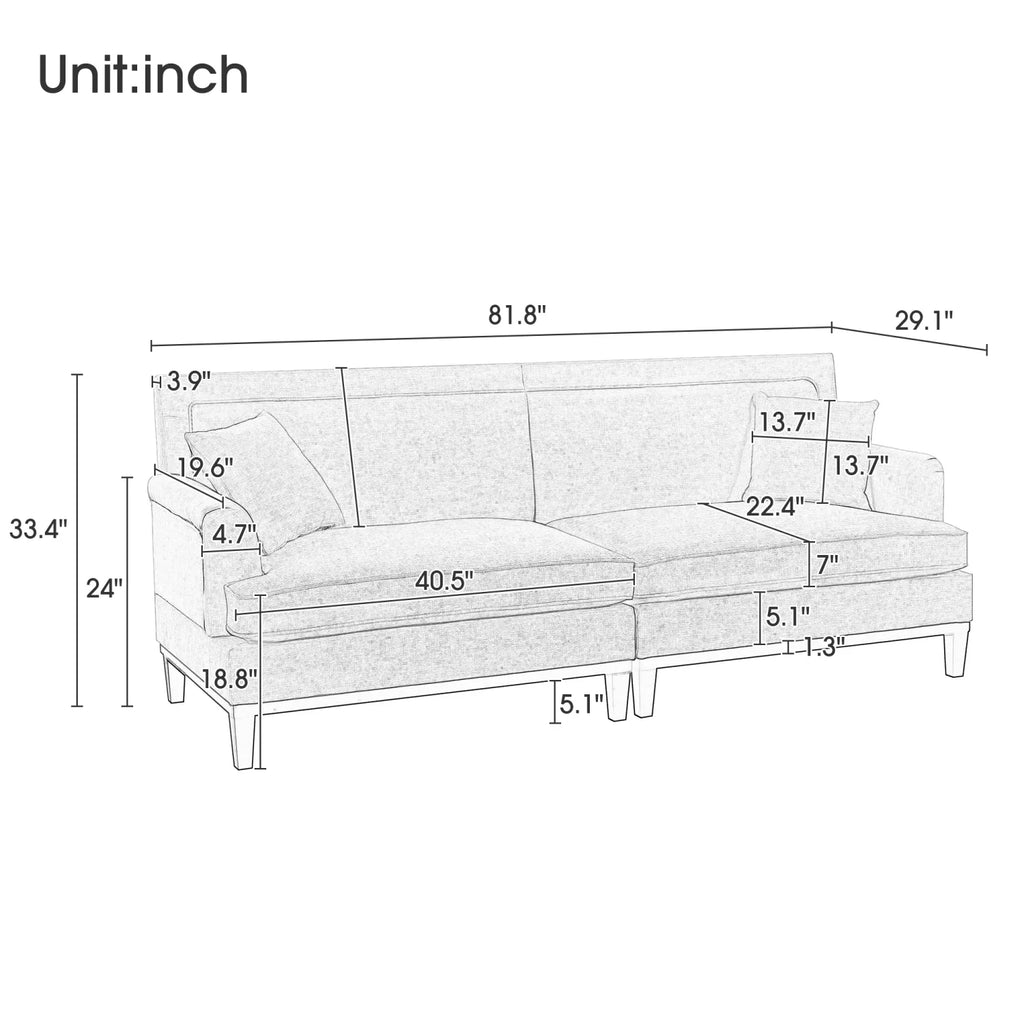Gray Upholstered Sofa with Wooden Legs N4539