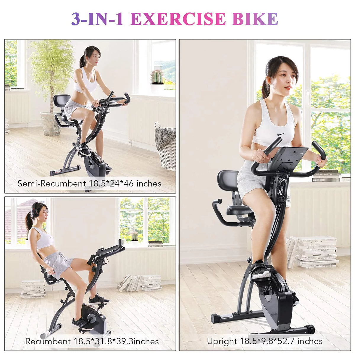 Folding Magnetic Upright Exercise Bike with LCD Monitor S929