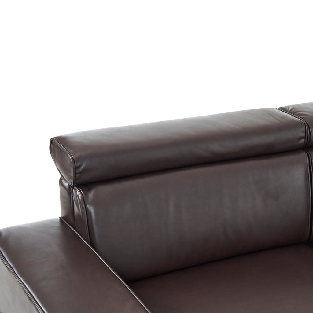 Retro PU Three-Seater Sofa Brown V7259