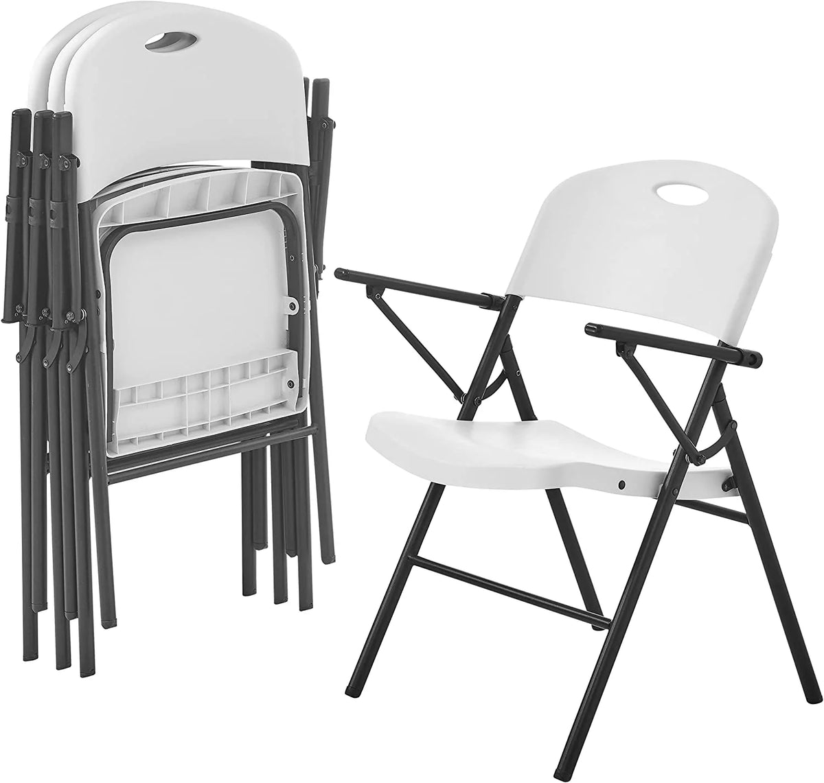 White 4pc Pack Plastic Folding Chair with Armrest U973