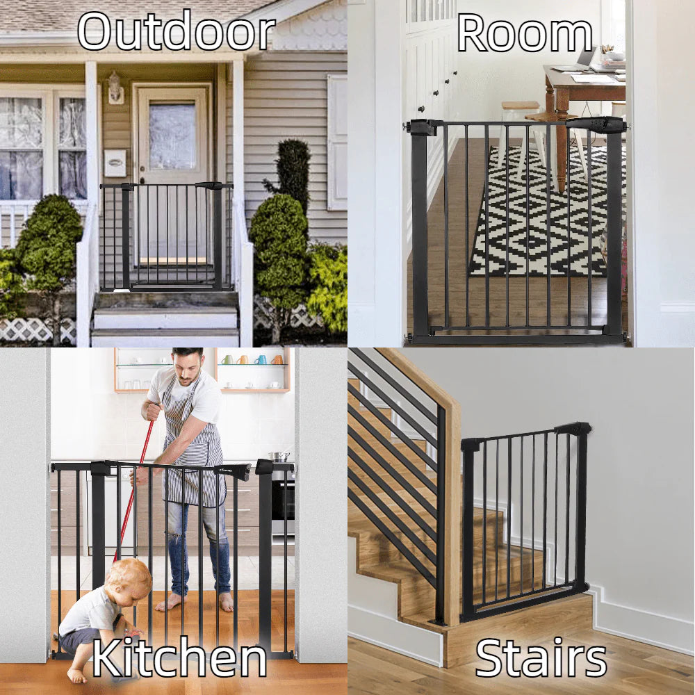 Baby Safety Gate, 29.5''- 40.5'' Wide Pressure Mount, Black M988738