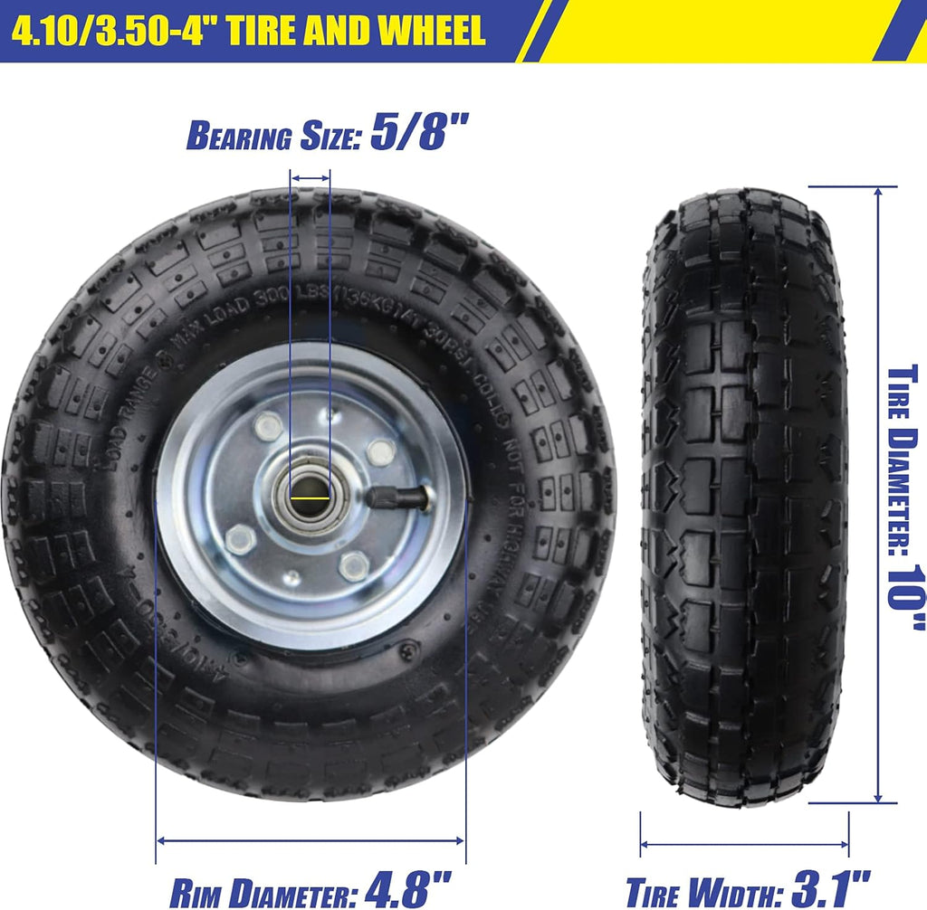 4 Pack 4.10/3.50-4 Pneumatic Air Filled Wheels/Tires X50504