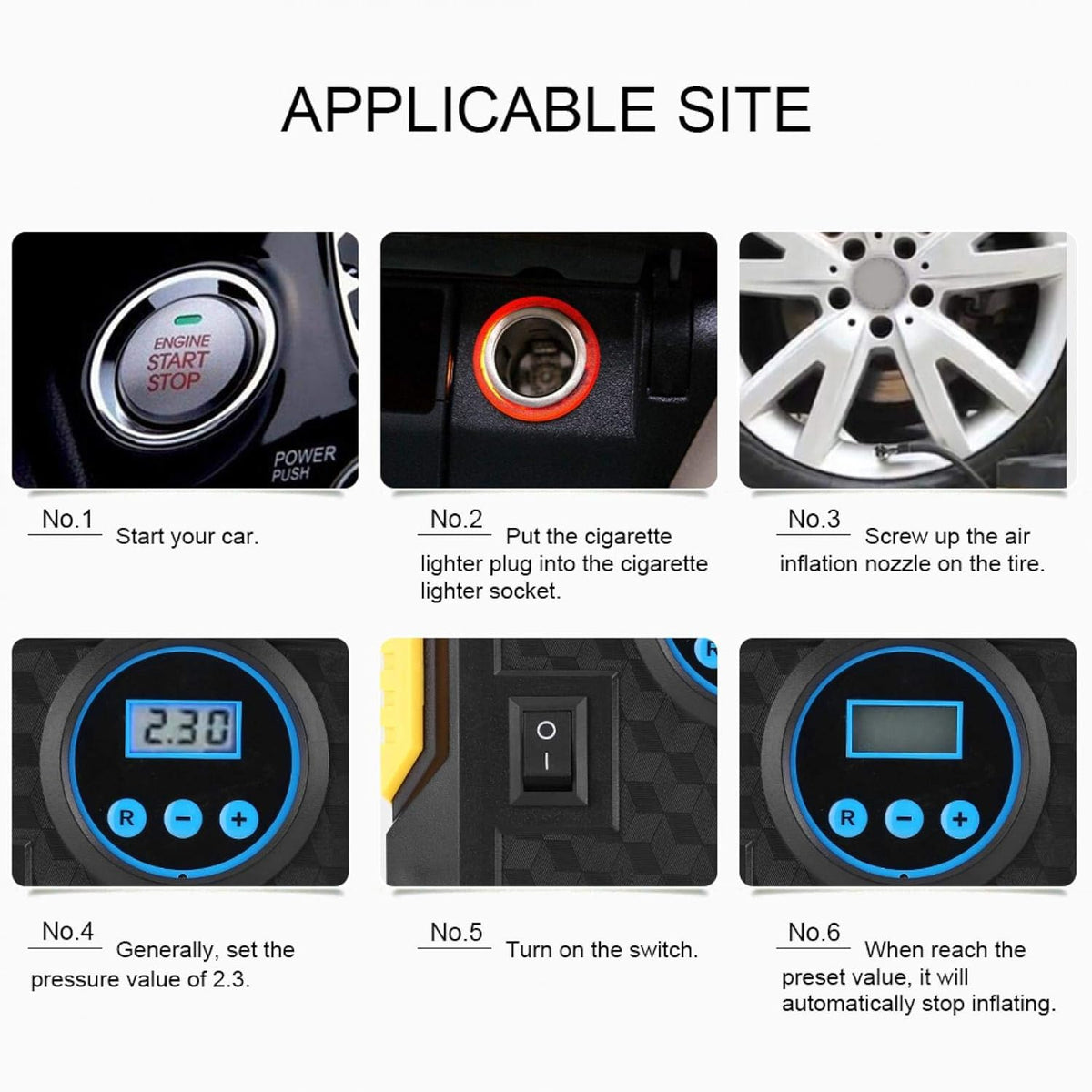 12V Portable Air Compressor Tire Inflator 150PSI C1341