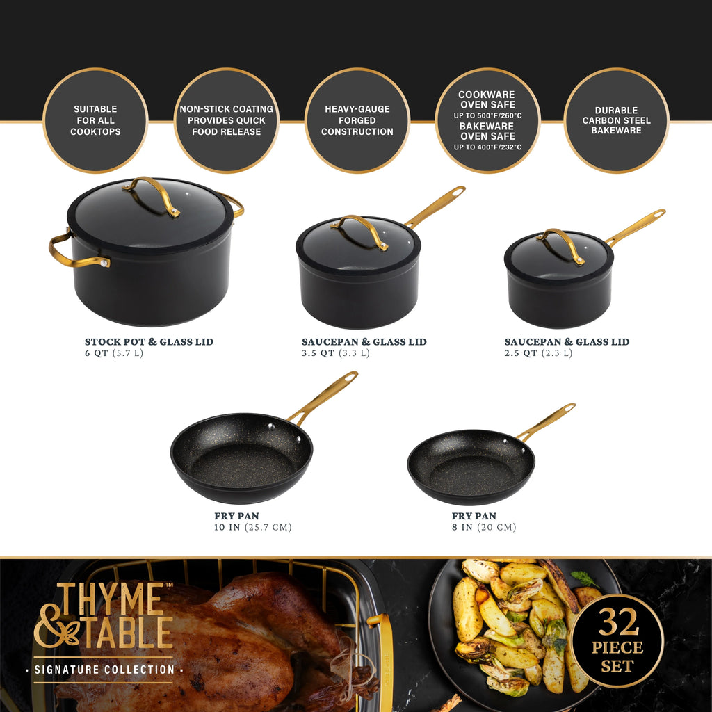 32-Piece Non-Stick Cookware & Bakeware Set, Black W66482
