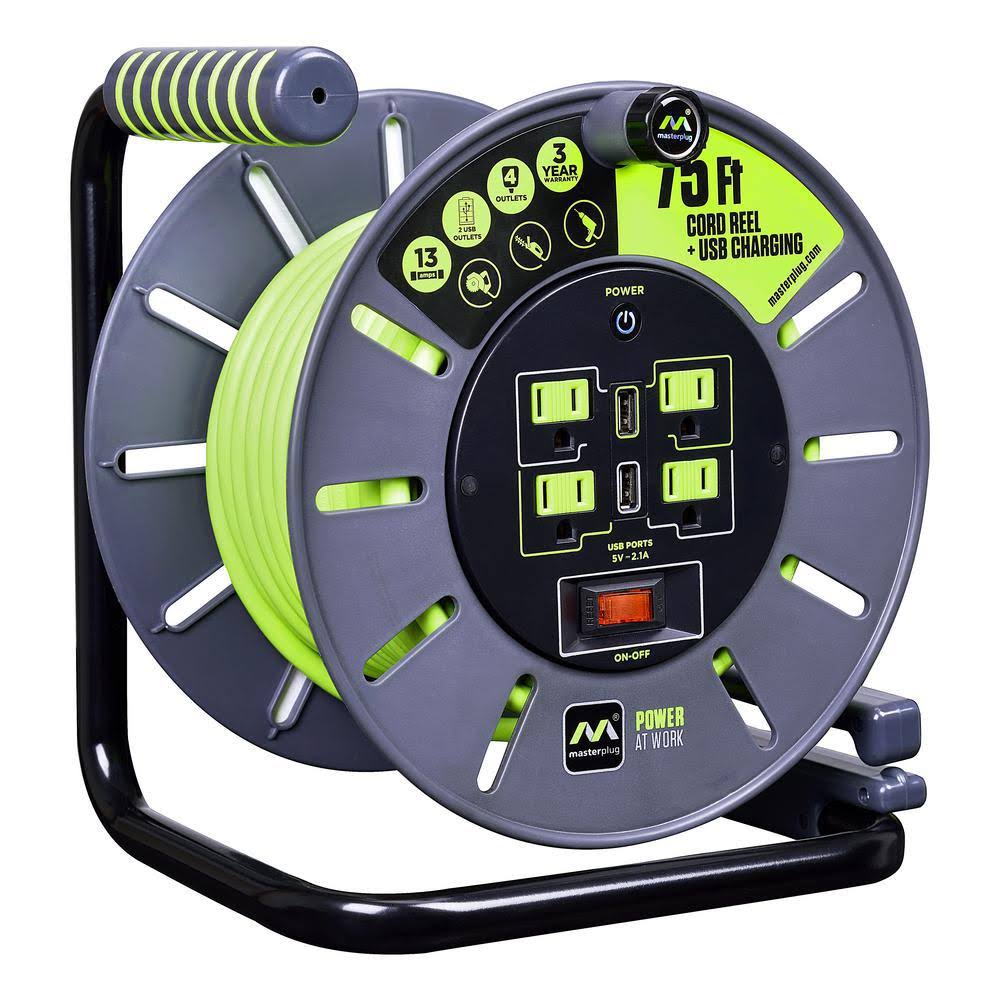 75ft 13amp Extension Cord Reel with USB B6723