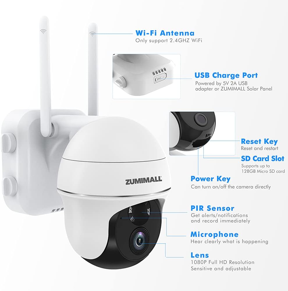 Wireless Outdoor WiFi Pan Tilt 360-degree Solar Security Camera P686505