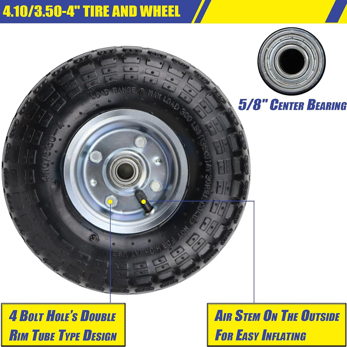 4 Pack 4.10/3.50-4 Pneumatic Air Filled Wheels/Tires X50504
